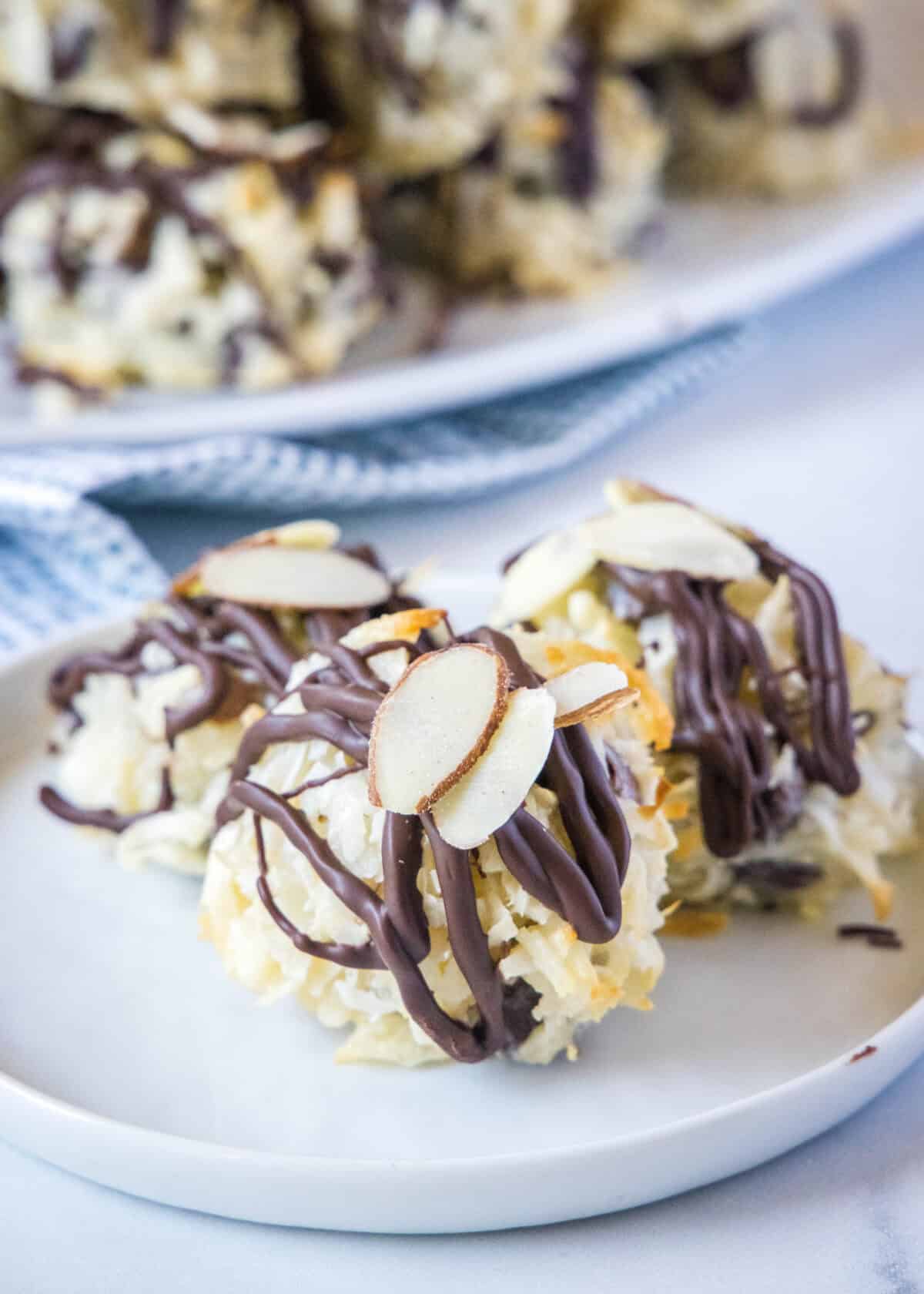 almond joy cookies on a plate