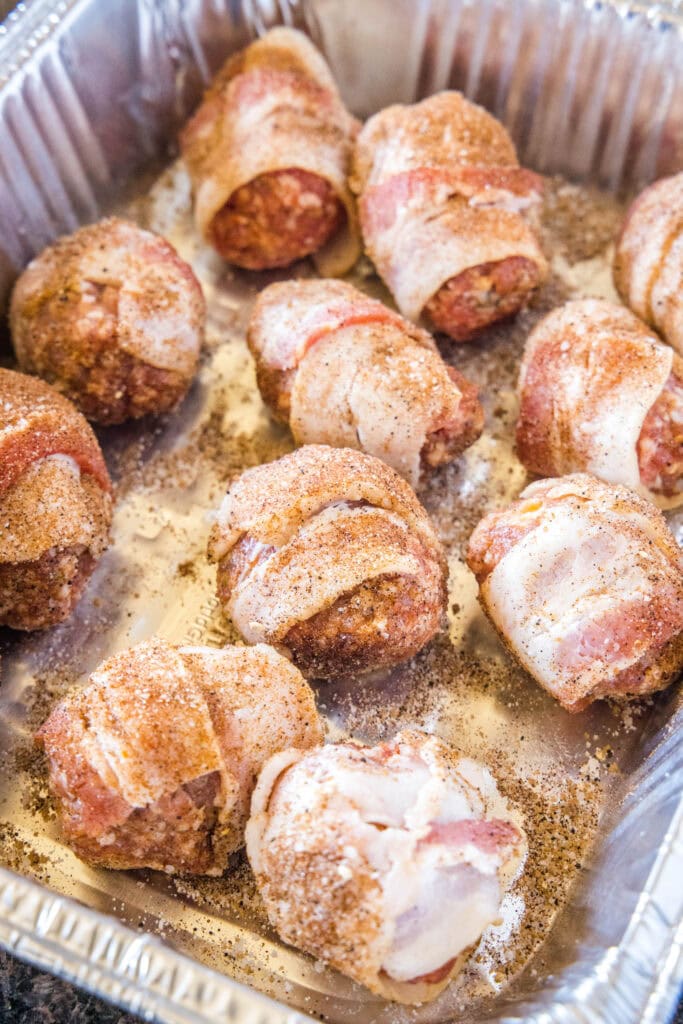 armadillo eggs with dry rub ready for the smoker