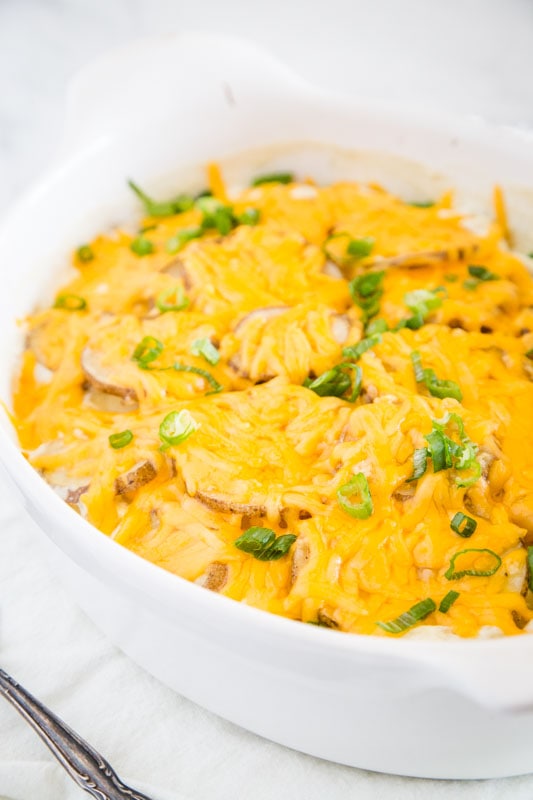 Cheesy Au Gratin Potatoes are a great holiday side dish