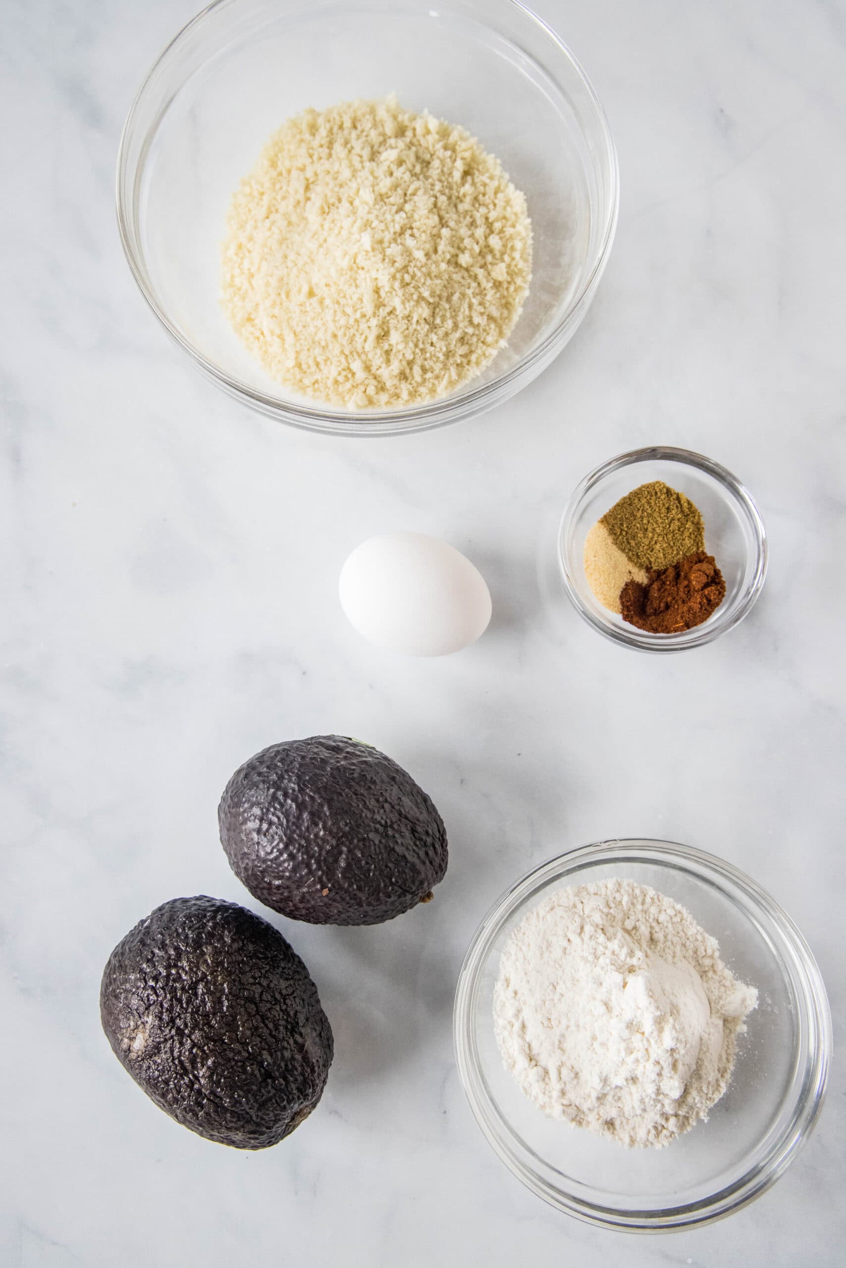 Ingredients for avocado fries.