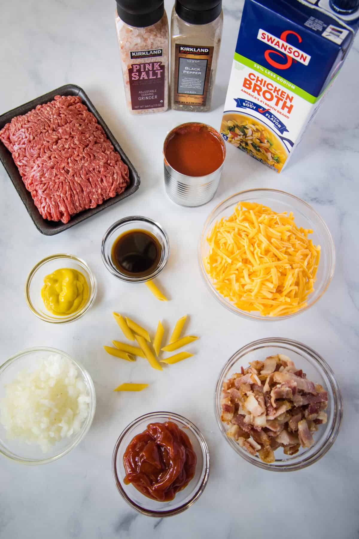 bacon cheeseburger pasta ingredients