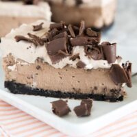 Baileys chocolate cheesecake on a plate