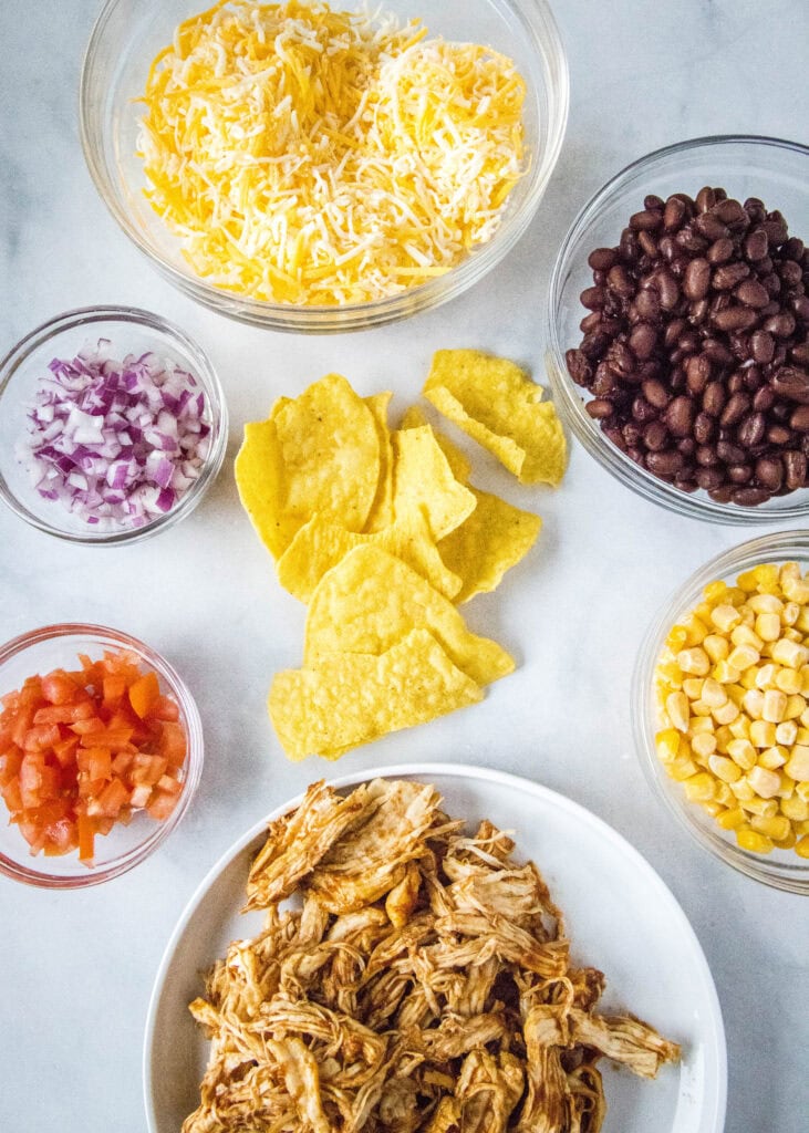 ingredients for bbq chicken nachos