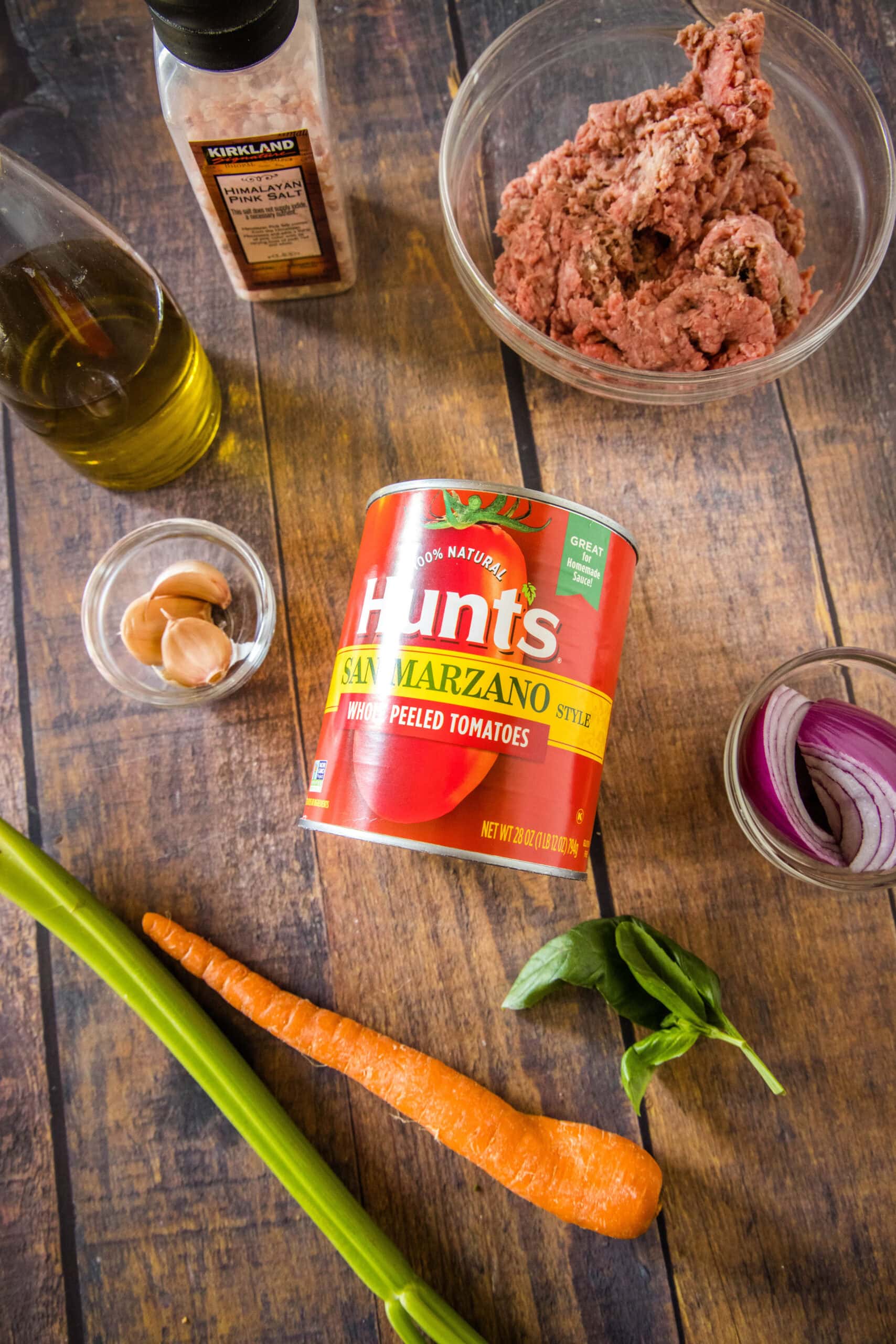 Ingredients for beef ragu.