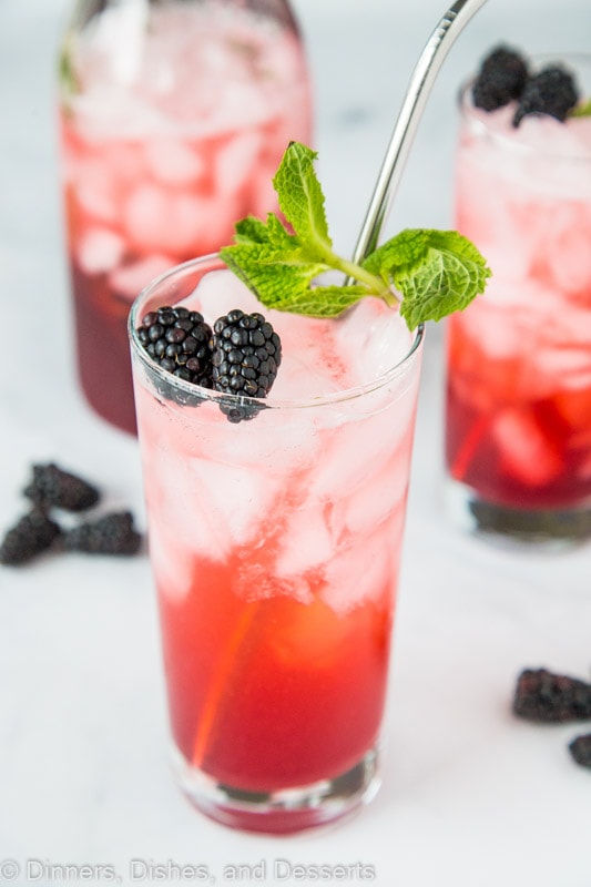 black berry lime punch from top, close up