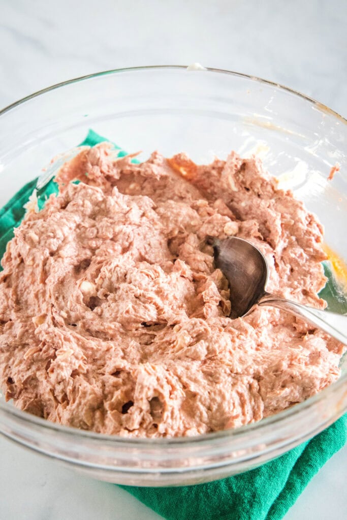 braunschweiger mixed together in a bowl