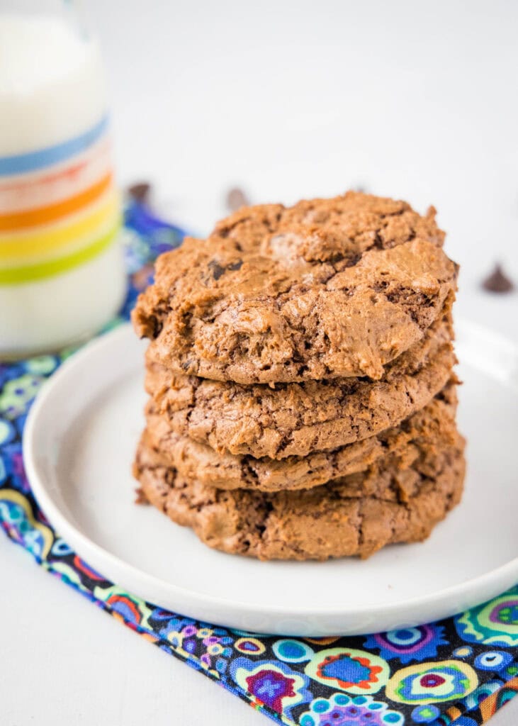 stack of chocolate cookies on a plate