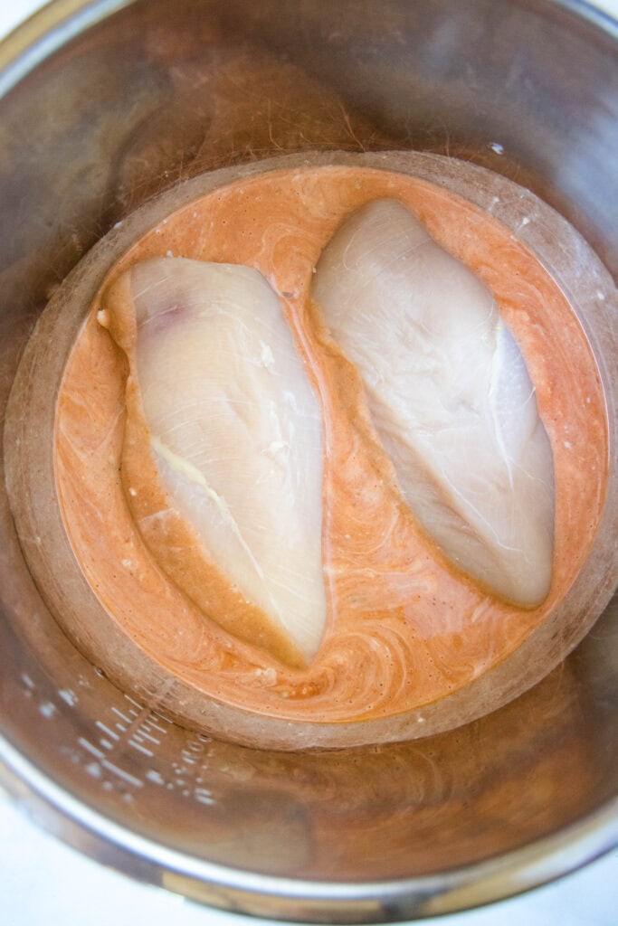 chicken with ranch and buffalo sauce in Instant Pot