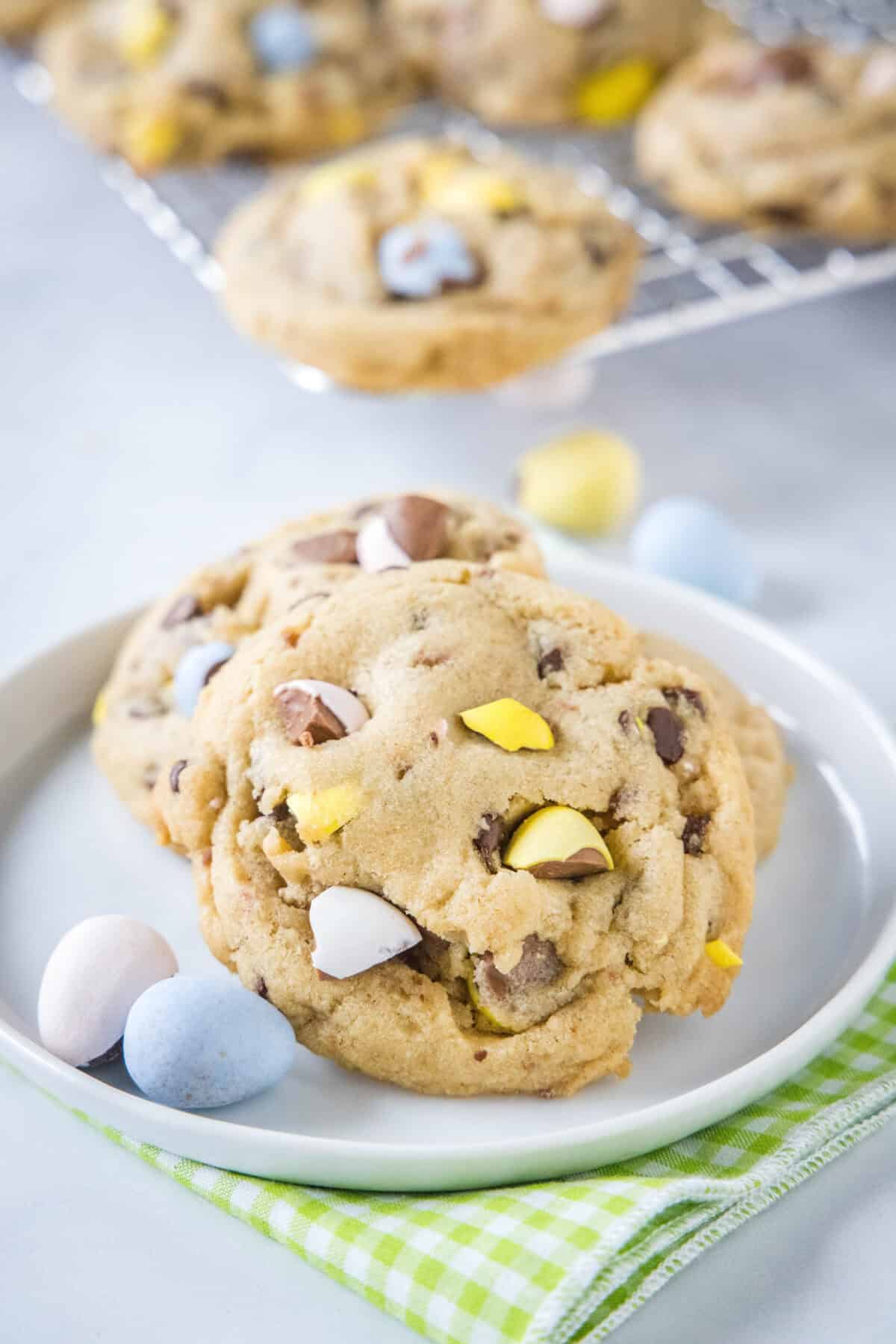 chocolate chip cookies with cadbury mini eggs