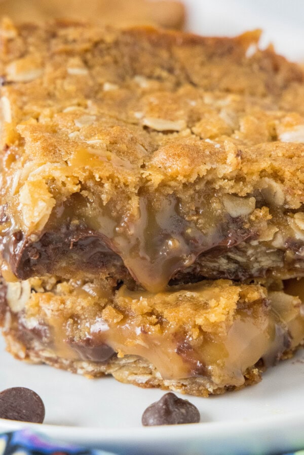 cropped close up caramelitas on a white plate