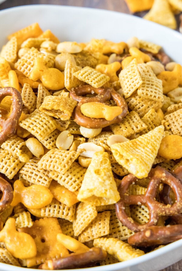 croppe close up cheese chex mix