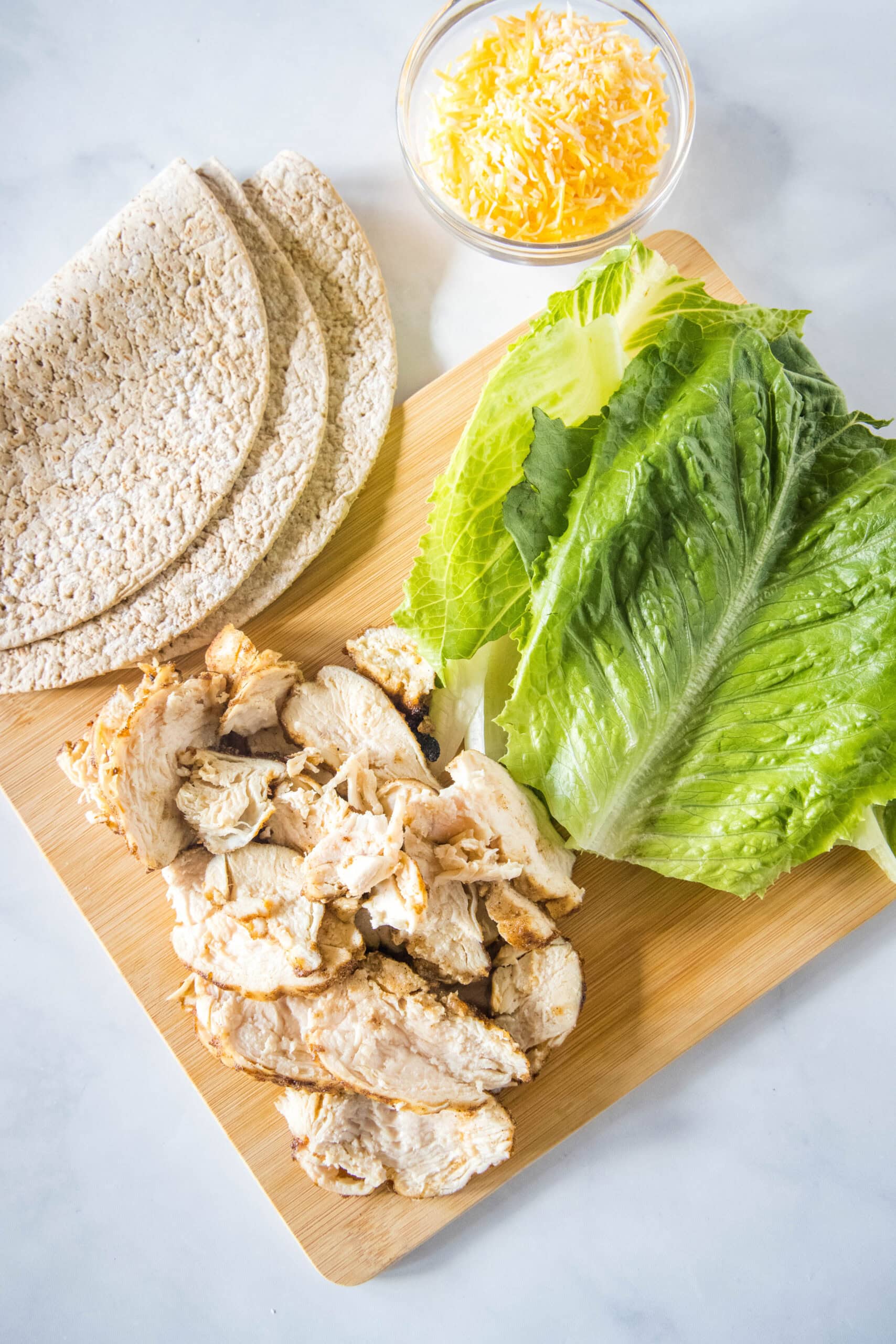 Ingredients for a Chick Fil A Cool Wrap.