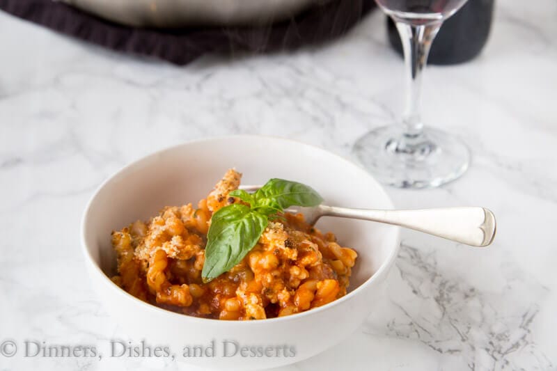 chicken parmesan past skillet on a plate