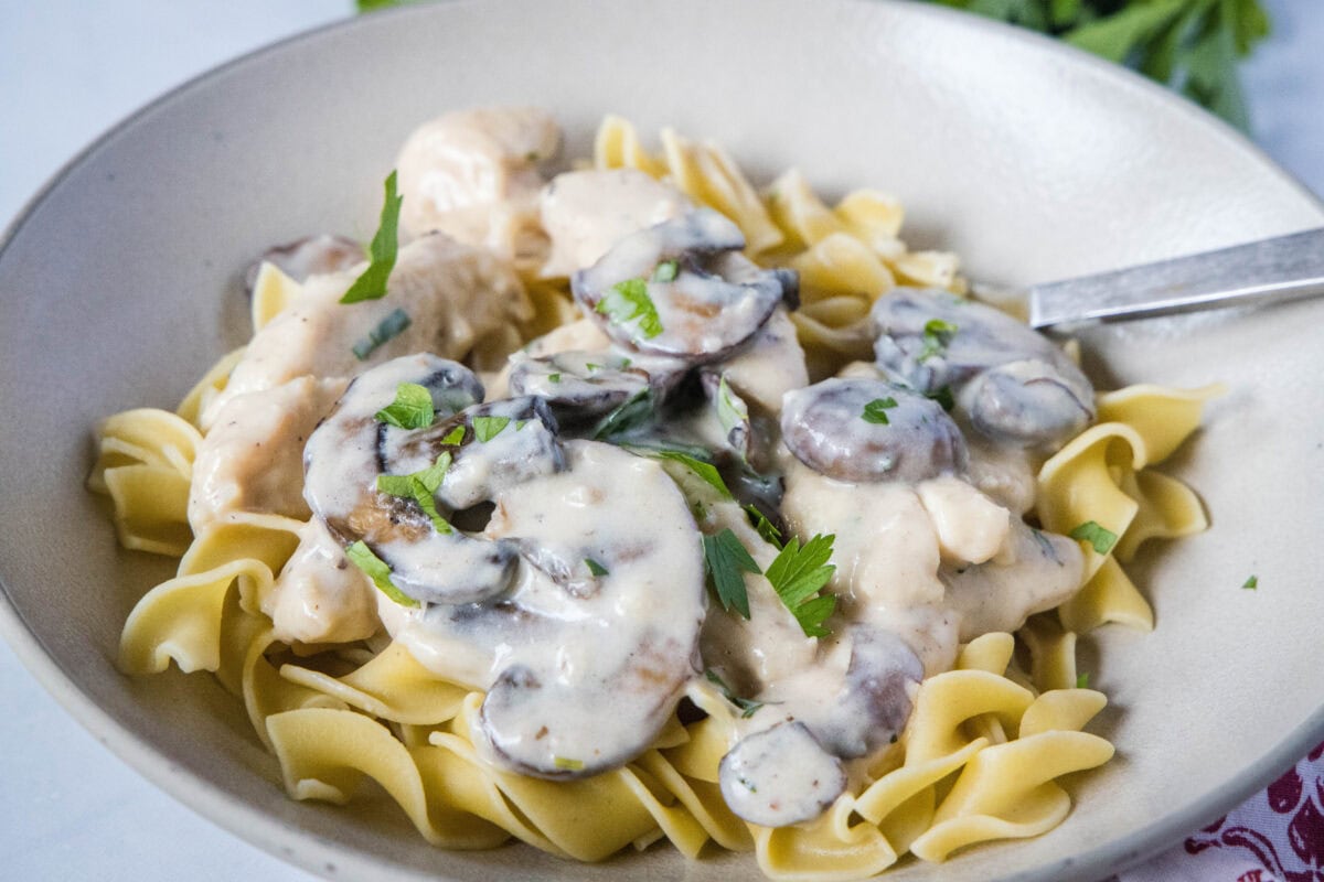 This Creamy Chicken Stroganoff is a comforting dinner made with tender chicken, mushrooms, and a rich, creamy sauce served over noodles or rice. It’s easy to make, full of flavor, and perfect for a hearty weeknight meal.