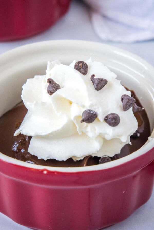 close up chocolate tofu pudding in a bowl