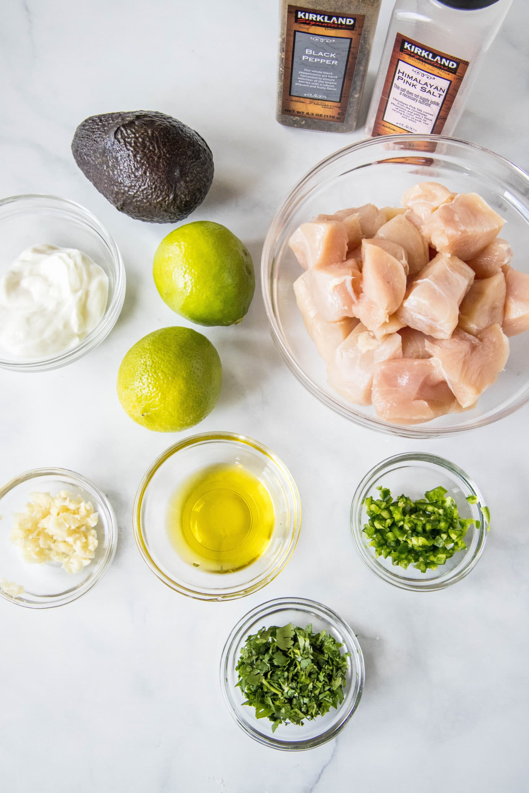 Ingredients for cilantro lime chicken.