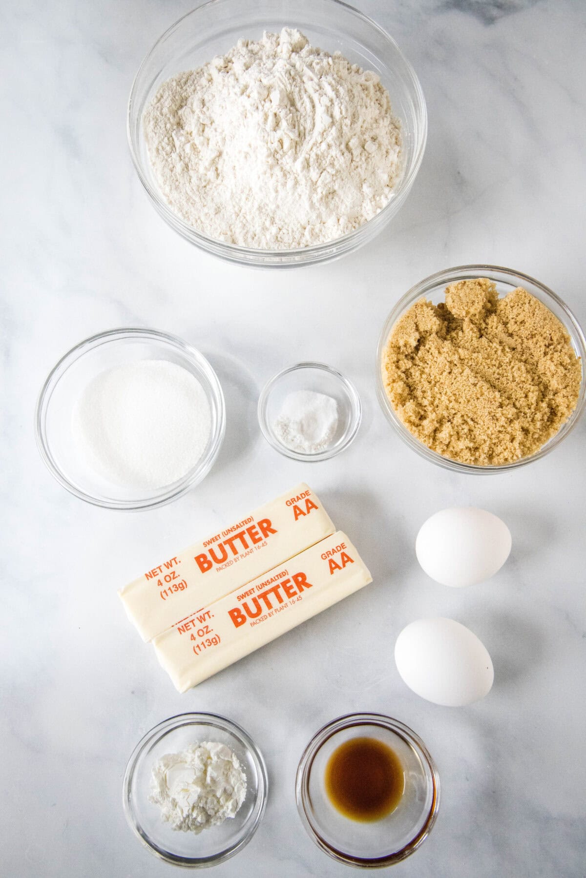 Cookie dough cookies ingredients.