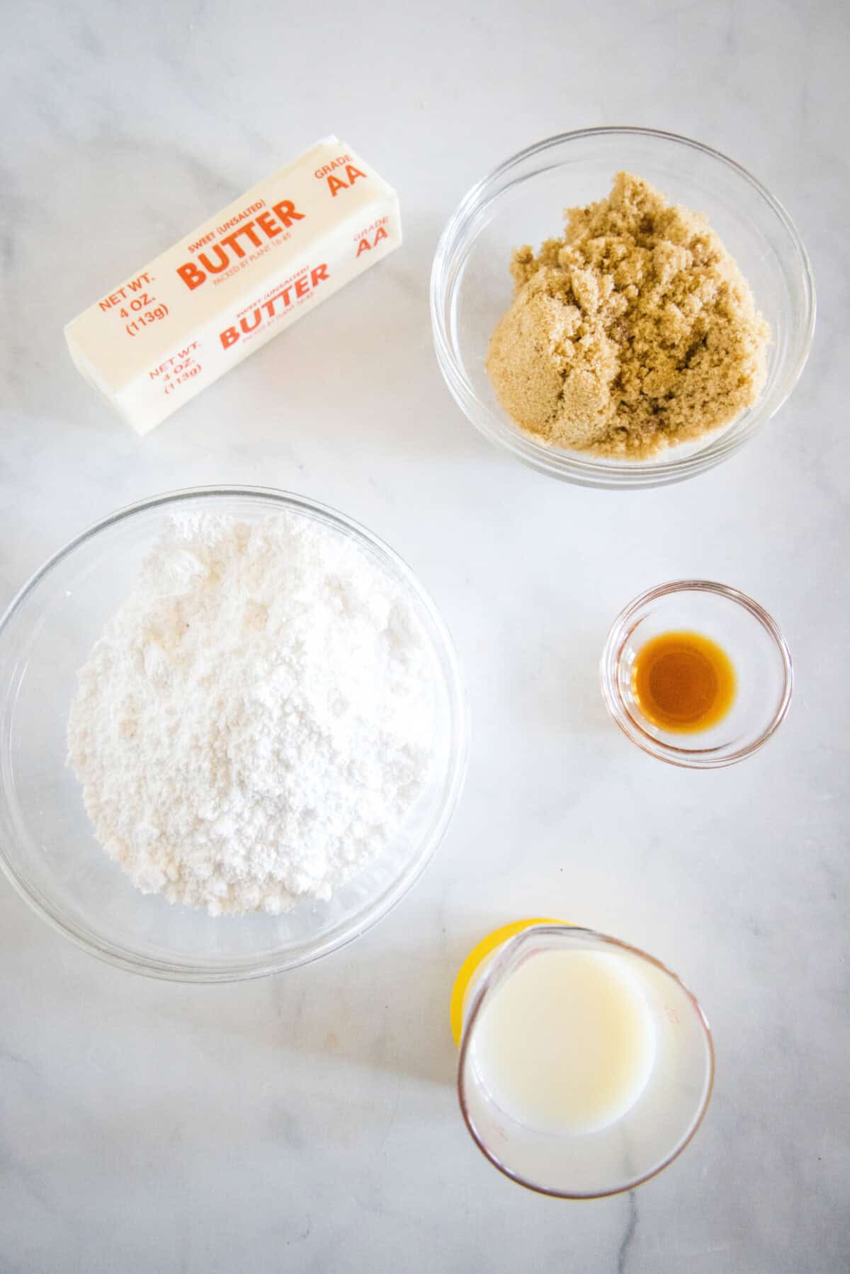 Cookie dough frosting ingredients.