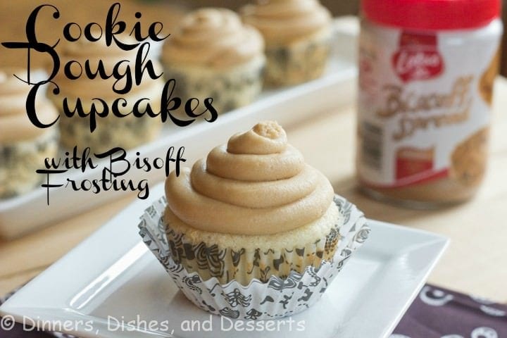 Cookie Dough Cupcakes with Biscoff Frosting