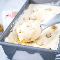 double cookie dough ice ream in a bowl
