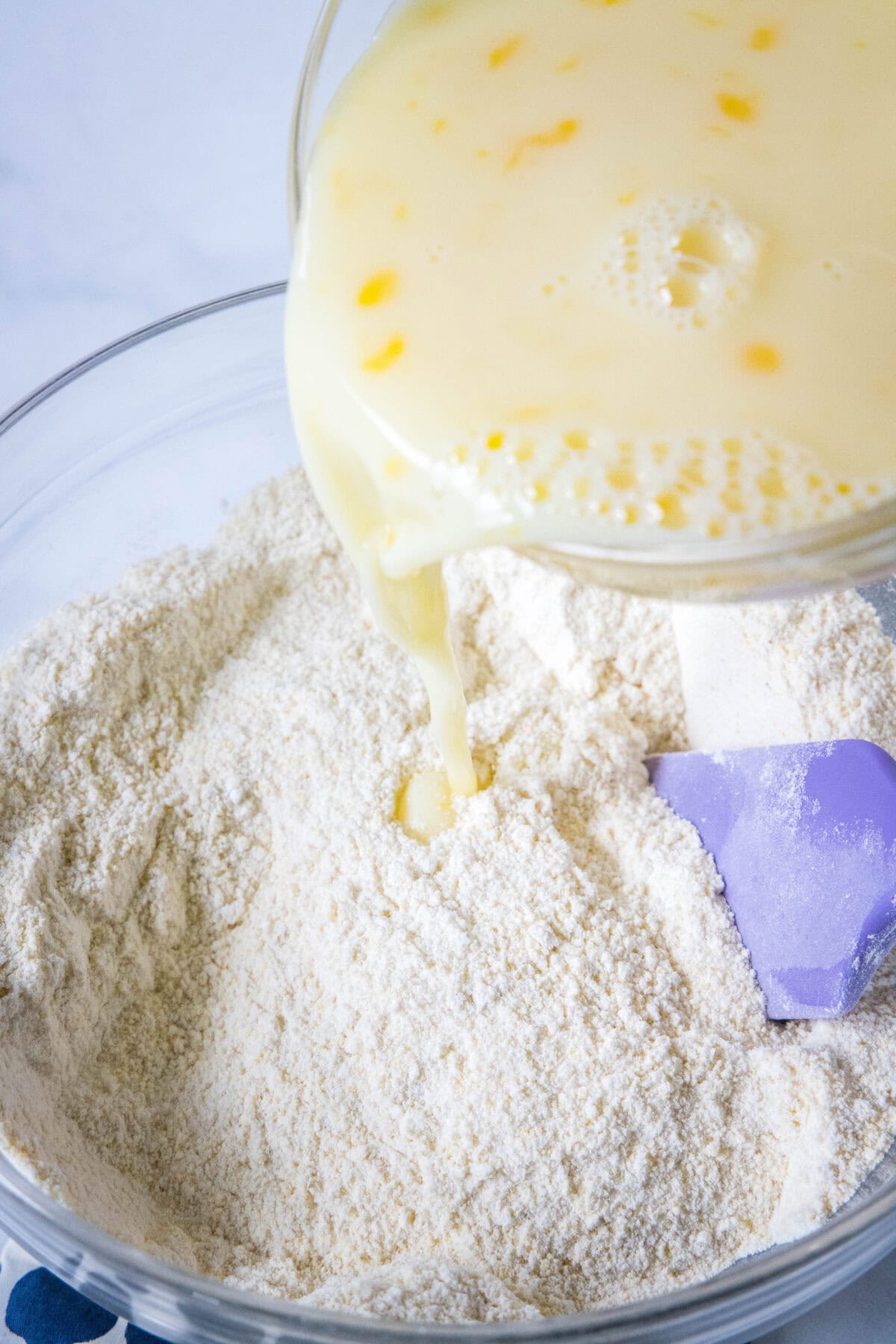 combining wet and dry ingredients