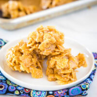 cropped in close up of cornflake cookies