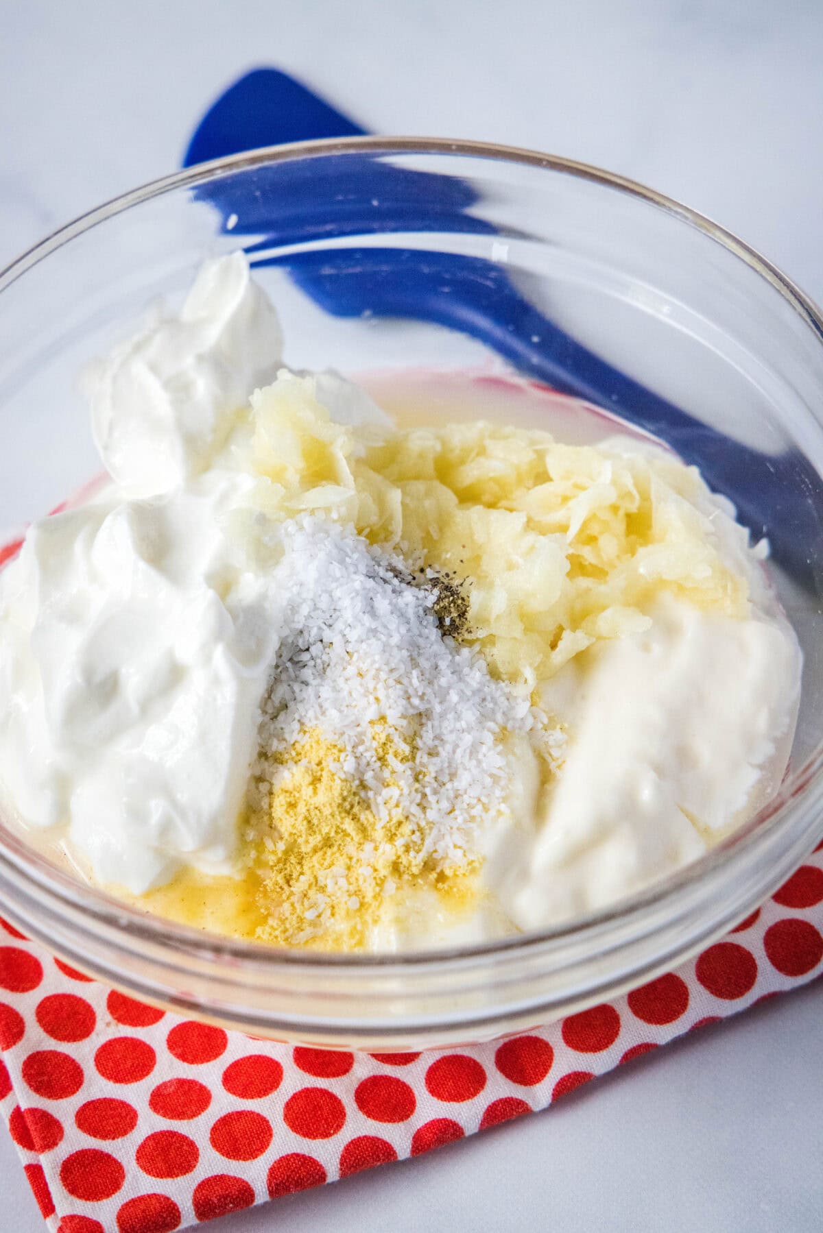 garlic dressing ingredients in a mixing bowl