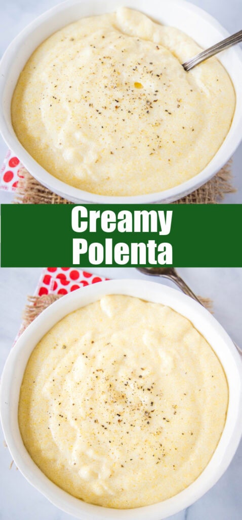 looking down on a bowl of creamy polenta