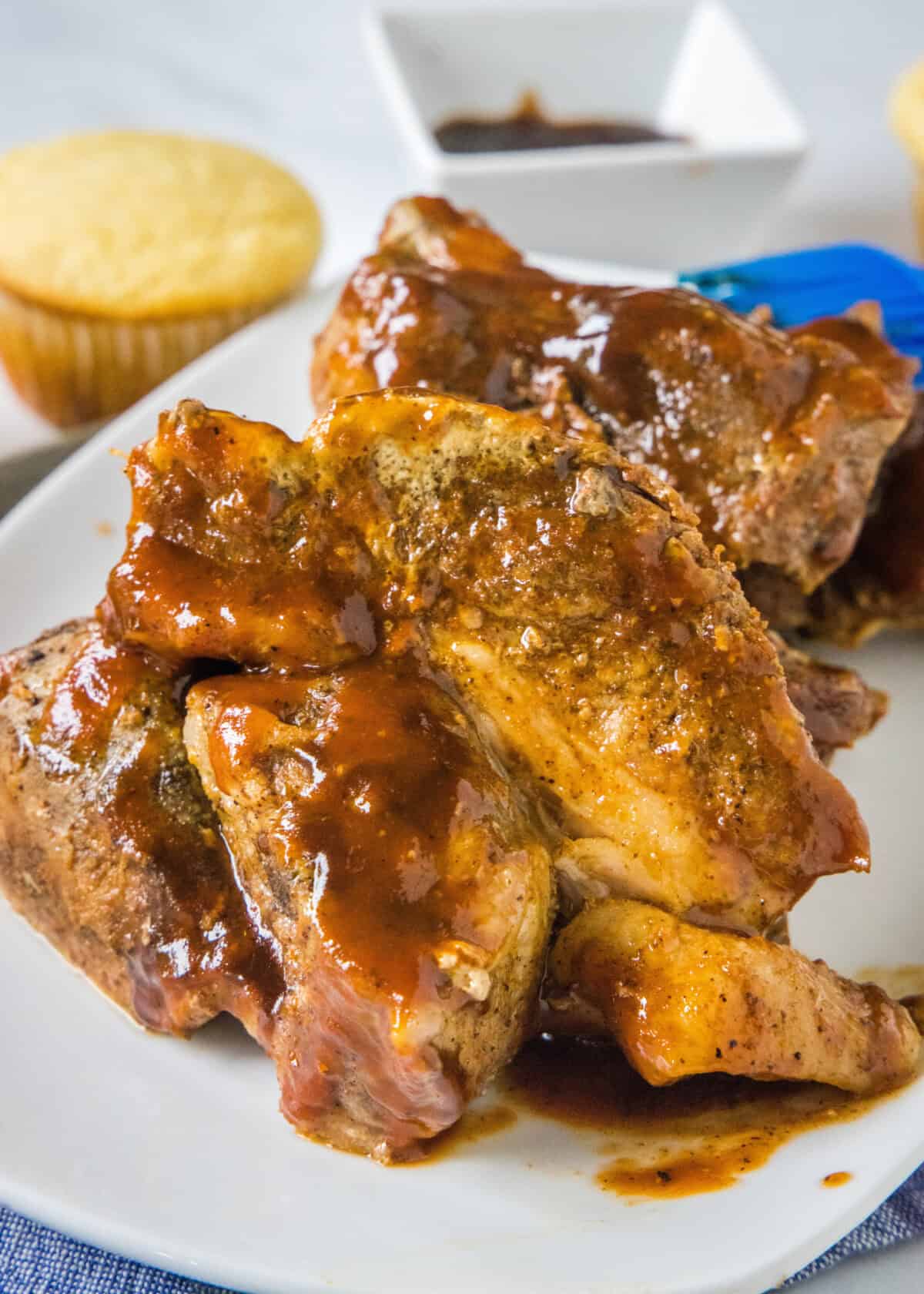 looking down on a plate of country style ribs