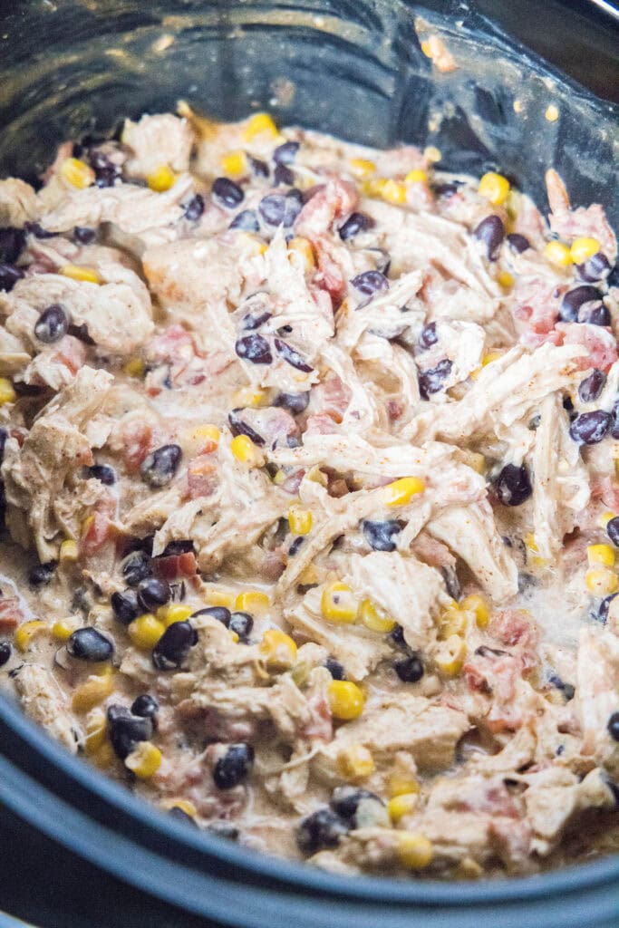 creamy fiesta chicken in the crockpot