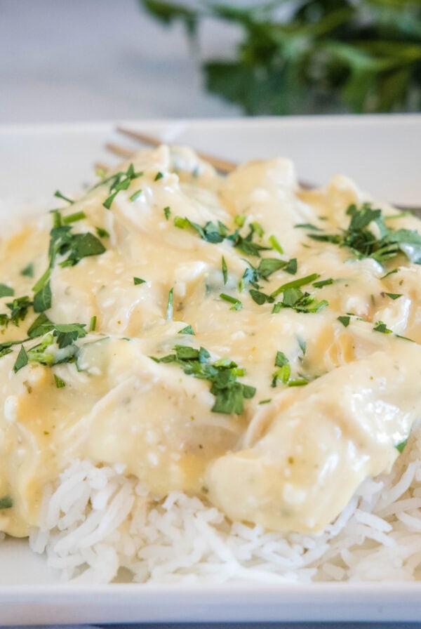 cropped close up creamy ranch chicken