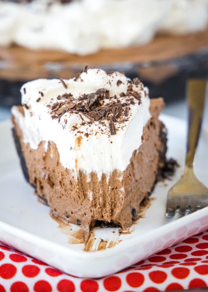 chocolate pie with bite taken out of it