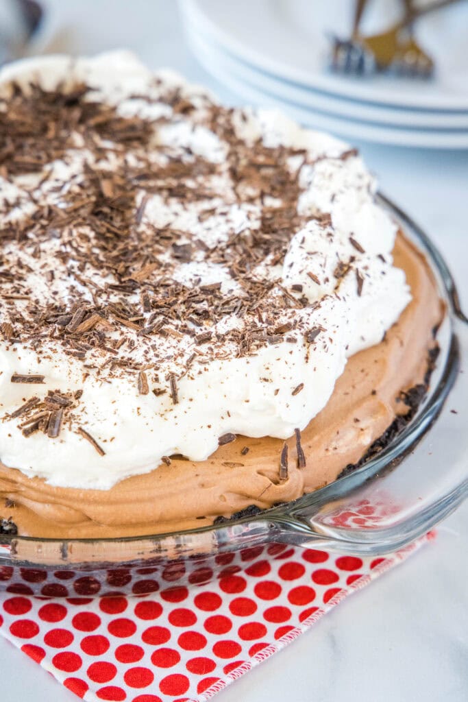 chocolate pie on counter top