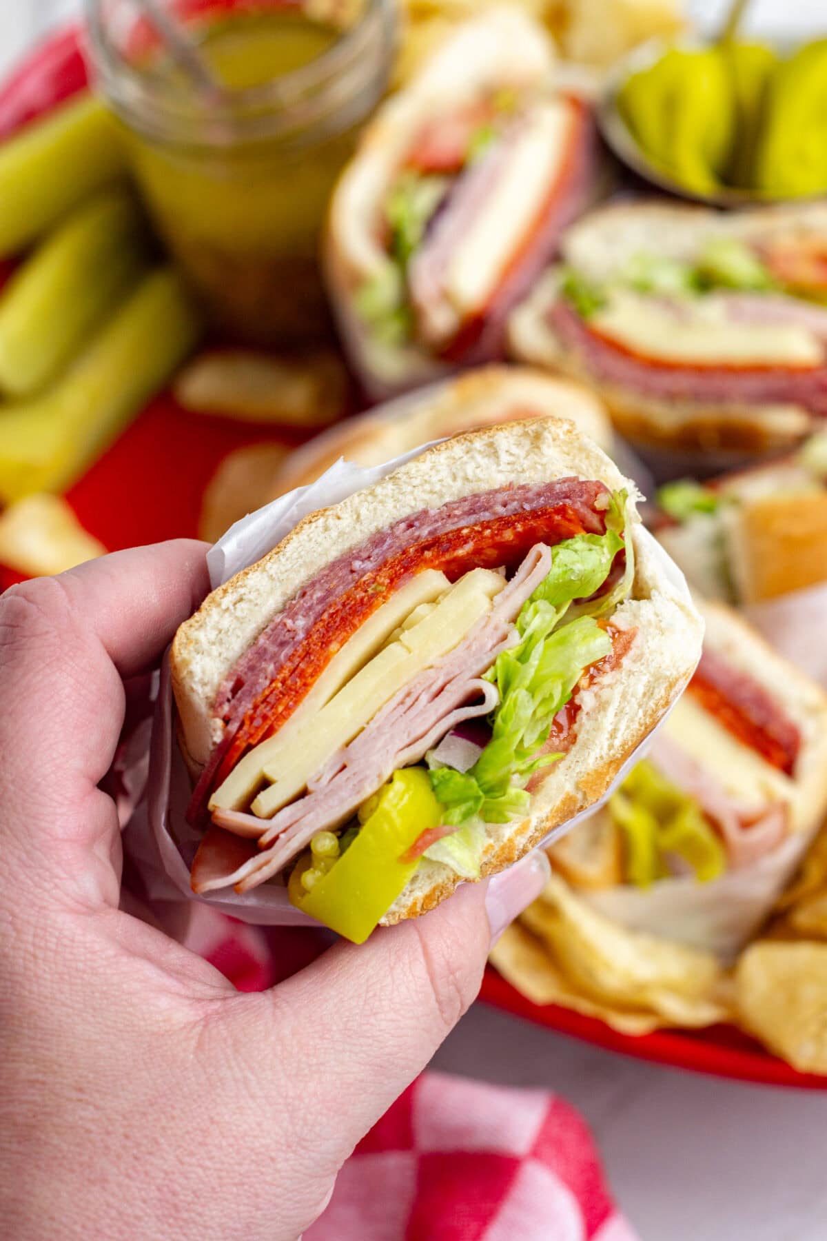 holding an italian sub