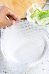soaking rice paper in water