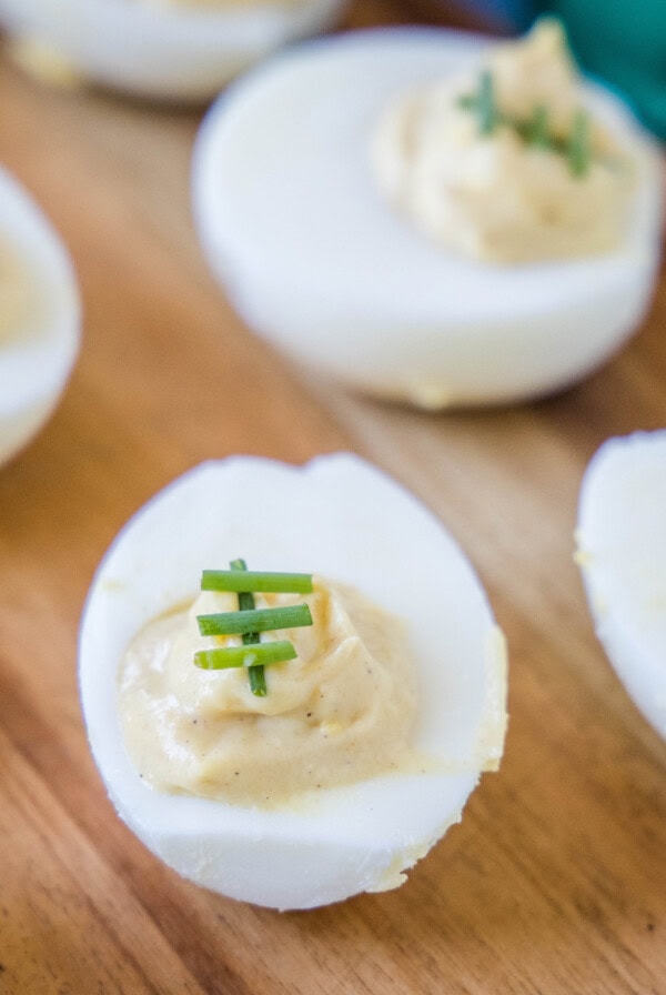 cropped close up football deviled eggs