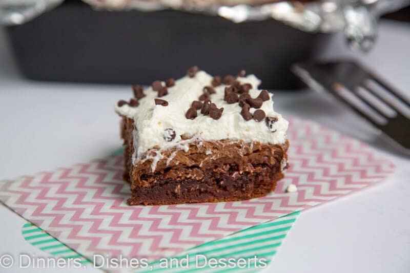 French silk brownie on a napkin