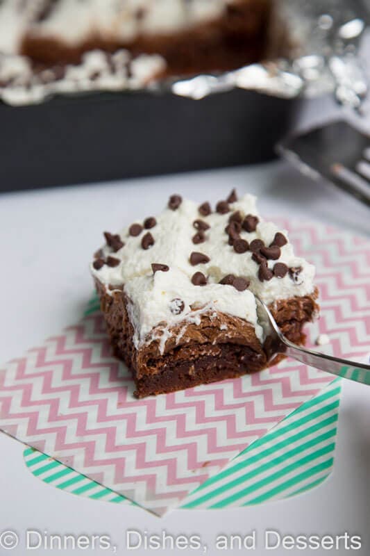 French silk brownie on a napkin