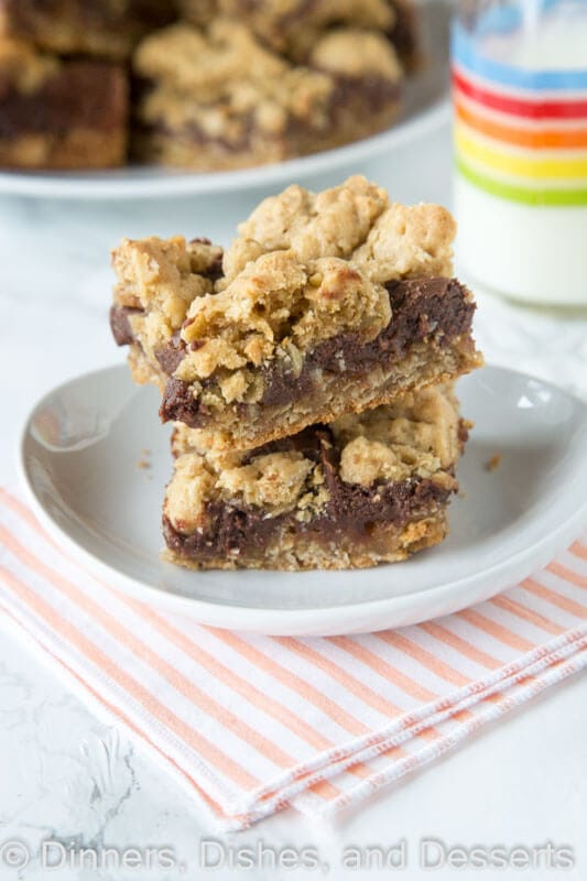 Oat bars stacked on a plate