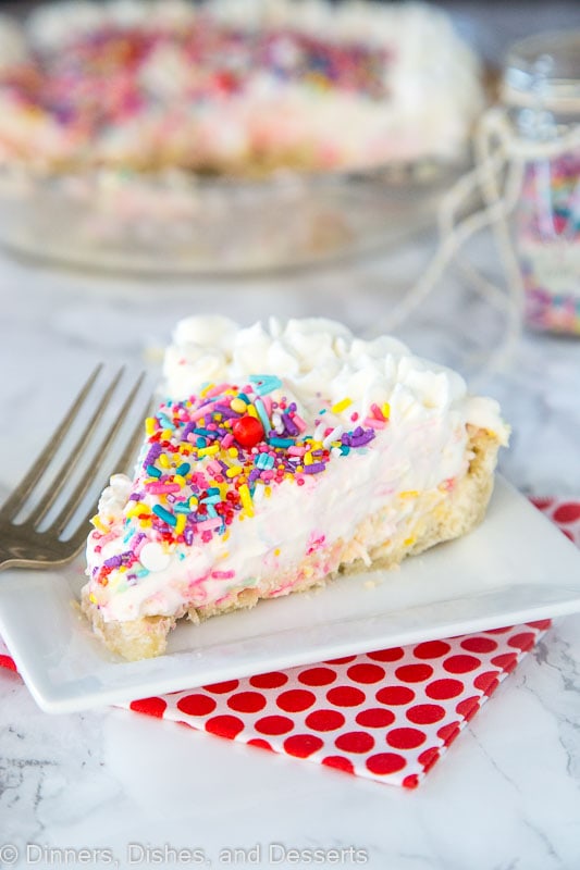 Cheesecake pie on a plate with sprinkles