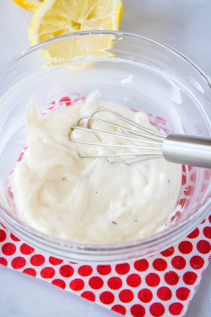 garlic aioli combined in a small bowl