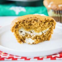 close up cut in half muffin