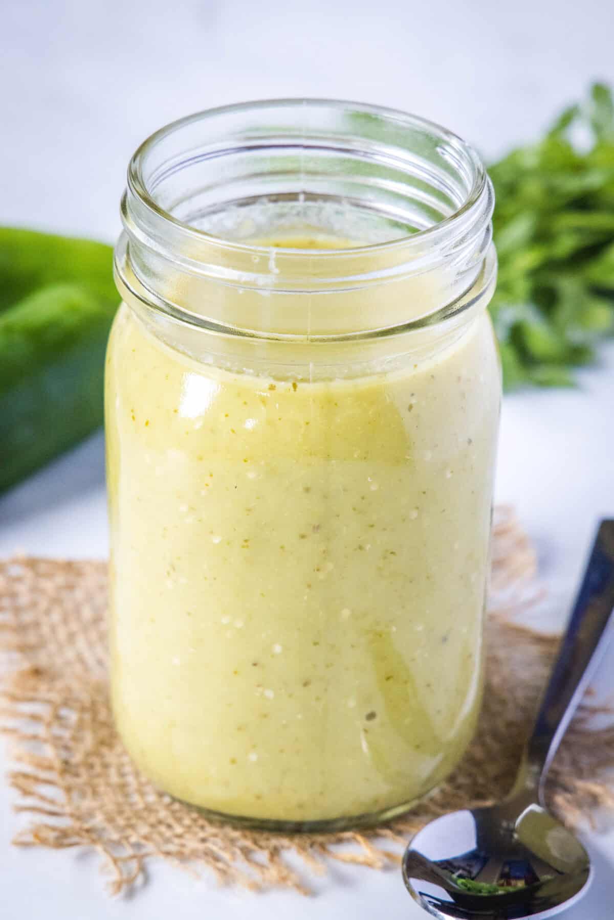 green enchilada sauce in a jar