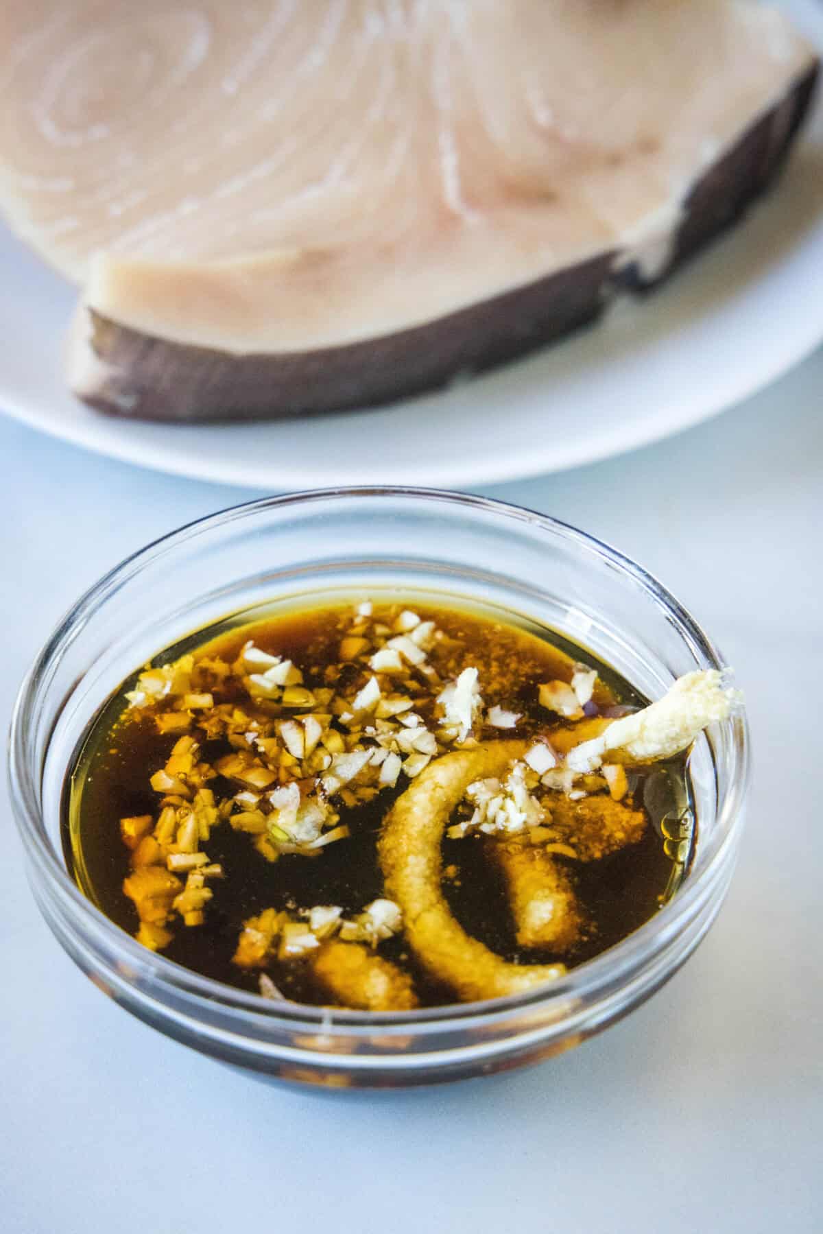 swordfish marinade ingredients in a bowl
