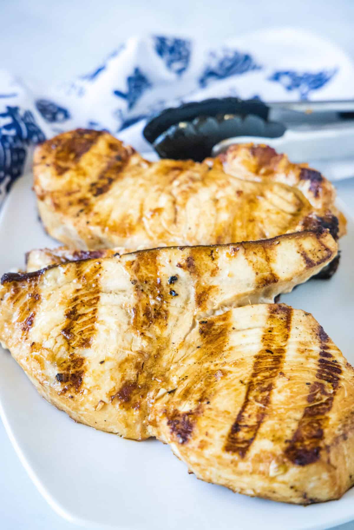 grilled swordfish on a serving plate
