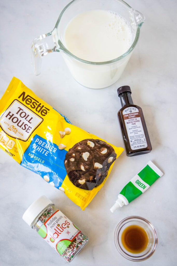 ingredients for grinch hot chocolate