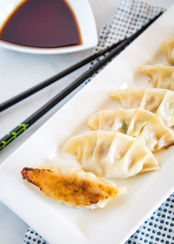 gyoza on white plate