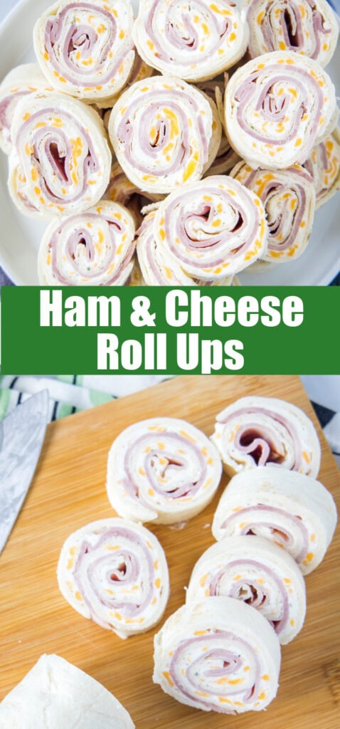 Ham and cheese rolls up close up on a plate