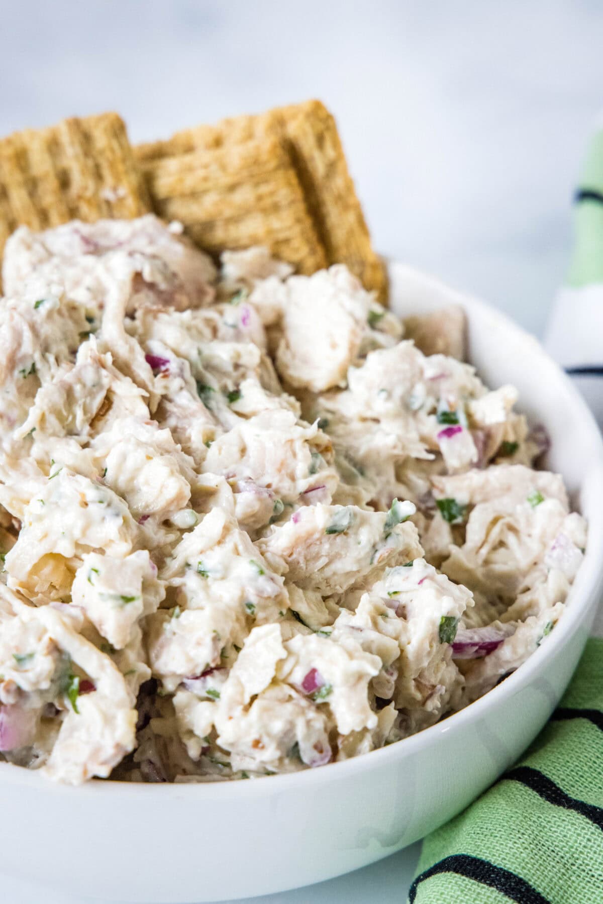 greek yogurt chicken salad in a bowl