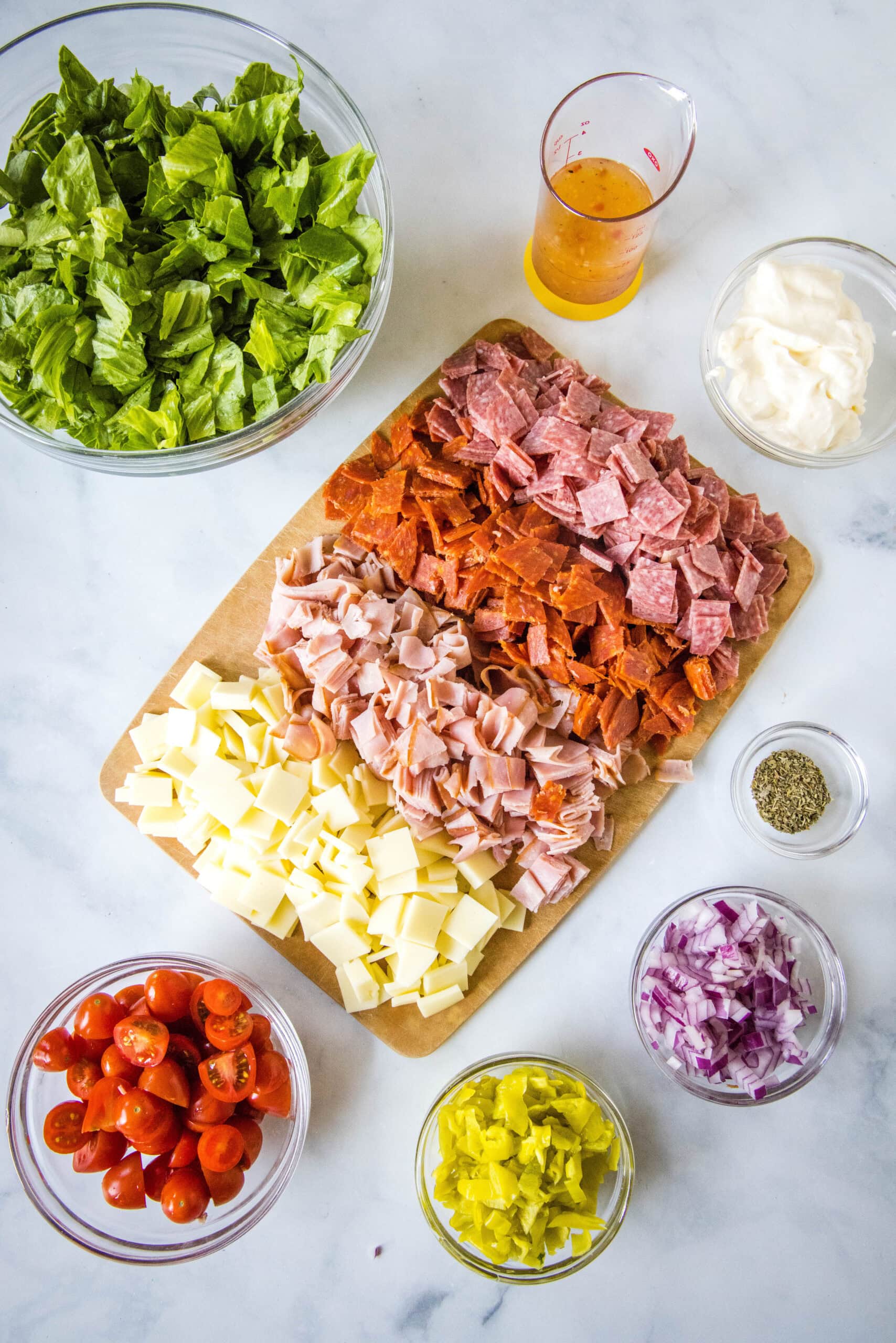 Ingredients for hoagie dip.